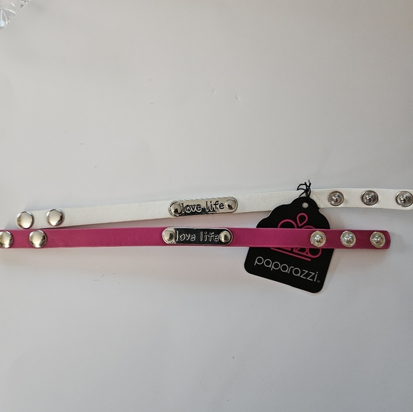 Paparazzi Pink and white snap Bracelets - Picture 2 of 4